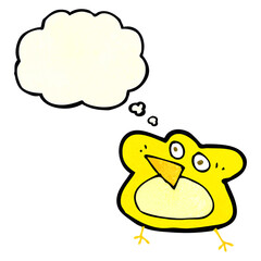funny cartoon robin with thought bubble