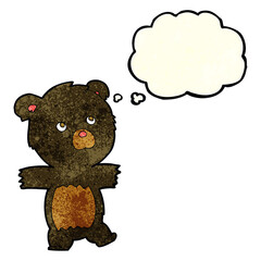 cartoon cute black bear with thought bubble