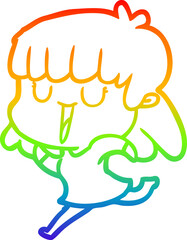 rainbow gradient line drawing of a cartoon woman