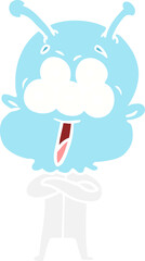 happy flat color style cartoon alien