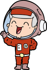 happy cartoon astronaut