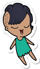 sticker of a happy cartoon girl