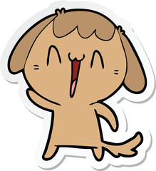 sticker of a cartoon laughing dog