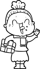 cartoon happy old woman