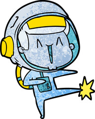 happy cartoon astronaut dancing