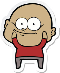 sticker of a cartoon bald man staring