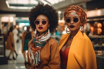 two female friends enjoying a day out together  - obrazy, fototapety, plakaty