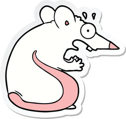 sticker of a cartoon frightened mouse