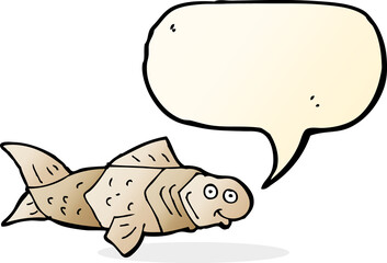 cartoon funny fish with speech bubble