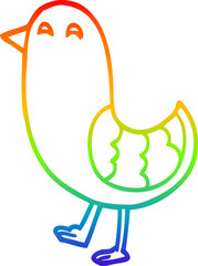 rainbow gradient line drawing of a cartoon red bird