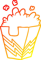 warm gradient line drawing of a box of popcorn