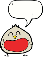 funny cartoon christmas robin with speech bubble