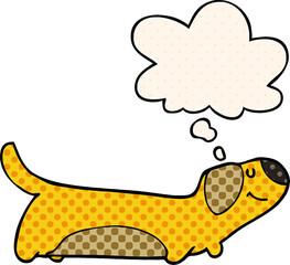 cartoon dog with thought bubble in comic book style