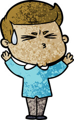 cartoon man sweating