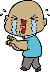 cartoon crying bald man