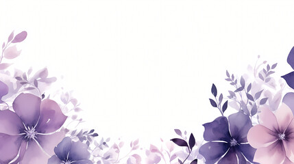 Watercolor purple floral border background, decorative flower background pattern, PPT background