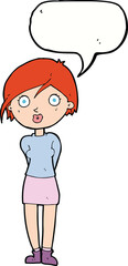 cartoon surprised girl with speech bubble