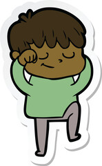 sticker of a cartoon happy boy