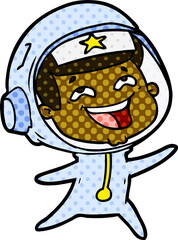 cartoon laughing astronaut