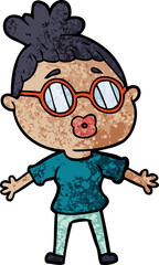 cartoon woman wearing spectacles