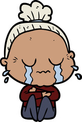 cartoon crying old lady