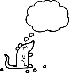 freehand drawn thought bubble cartoon mouse