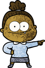 cartoon happy old woman