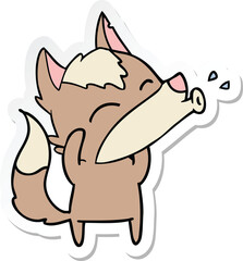 sticker of a howling wolf cartoon