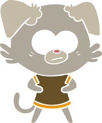 nervous dog flat color style cartoon