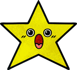 Fototapeta premium retro grunge texture cartoon of a gold star