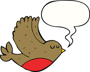 cartoon flying bird with speech bubble