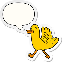 cartoon duck with speech bubble sticker