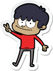 sticker of a happy cartoon man
