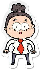 sticker of a cartoon happy old woman