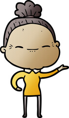 cartoon peaceful old woman