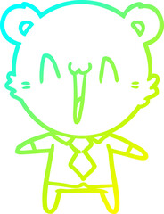 cold gradient line drawing of a happy bear cartoon