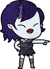 cartoon vampire girl pointing and laughing