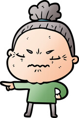 cartoon annoyed old lady
