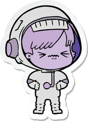 sticker of a cartoon astronaut woman