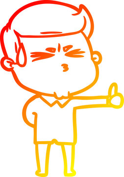 recommend clip art: warm gradient line drawing of a cartoon man sweating