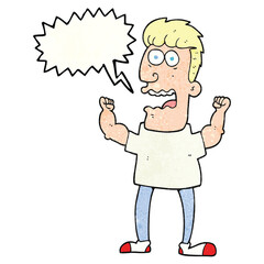 freehand speech bubble textured cartoon stressed man