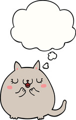 cartoon cute cat with thought bubble