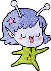 happy alien girl cartoon