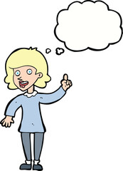 cartoon woman with idea with thought bubble