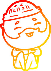Obraz premium warm gradient line drawing of a cartoon happy bearded man