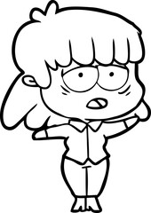 cartoon tired woman