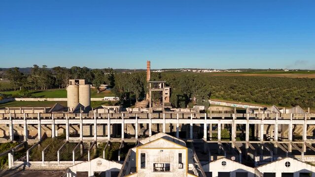 An old and abandoned cement factory now used as a airsoft arena located in Villanueva del Rio y Minas, Seville Spain