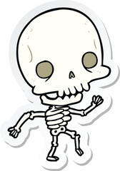 sticker of a cartoon skeleton