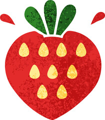 retro illustration style cartoon of a strawberry