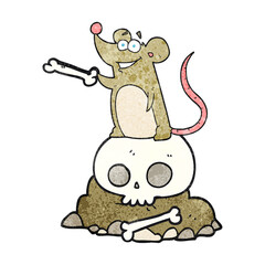 freehand textured cartoon graveyard rat